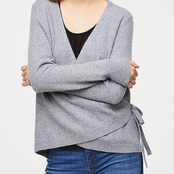 LOFT wrap sweater grey-like new never worn - Picture 1 of 1